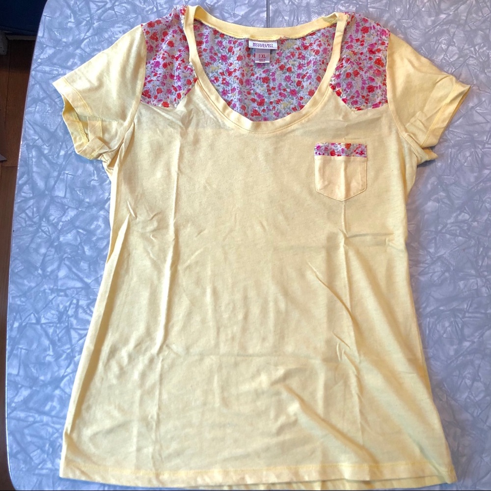 Yellow Floral Mossimo Pocket Tee